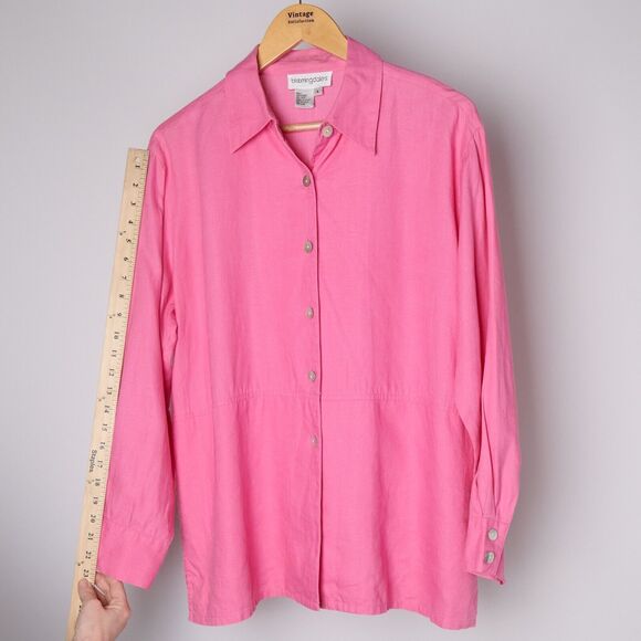Vtg Bloomingdale's Shirt Women's L 100% Linen Lagenlook Resort Coastal Vacation - Picture 2 of 6